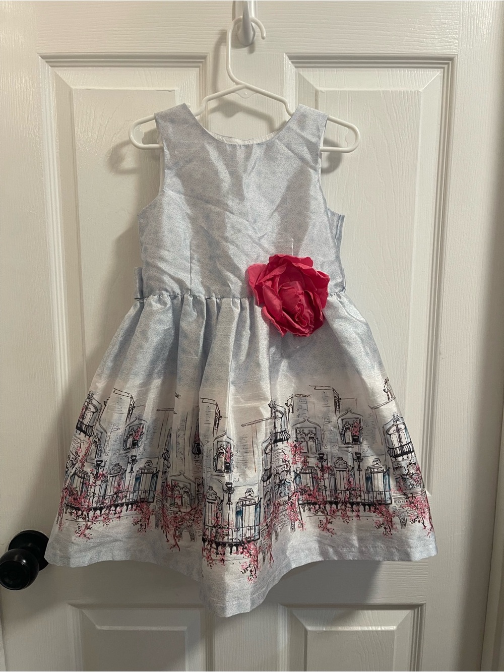 Pippa & Julie Silver Dress with Pink Floral Accent